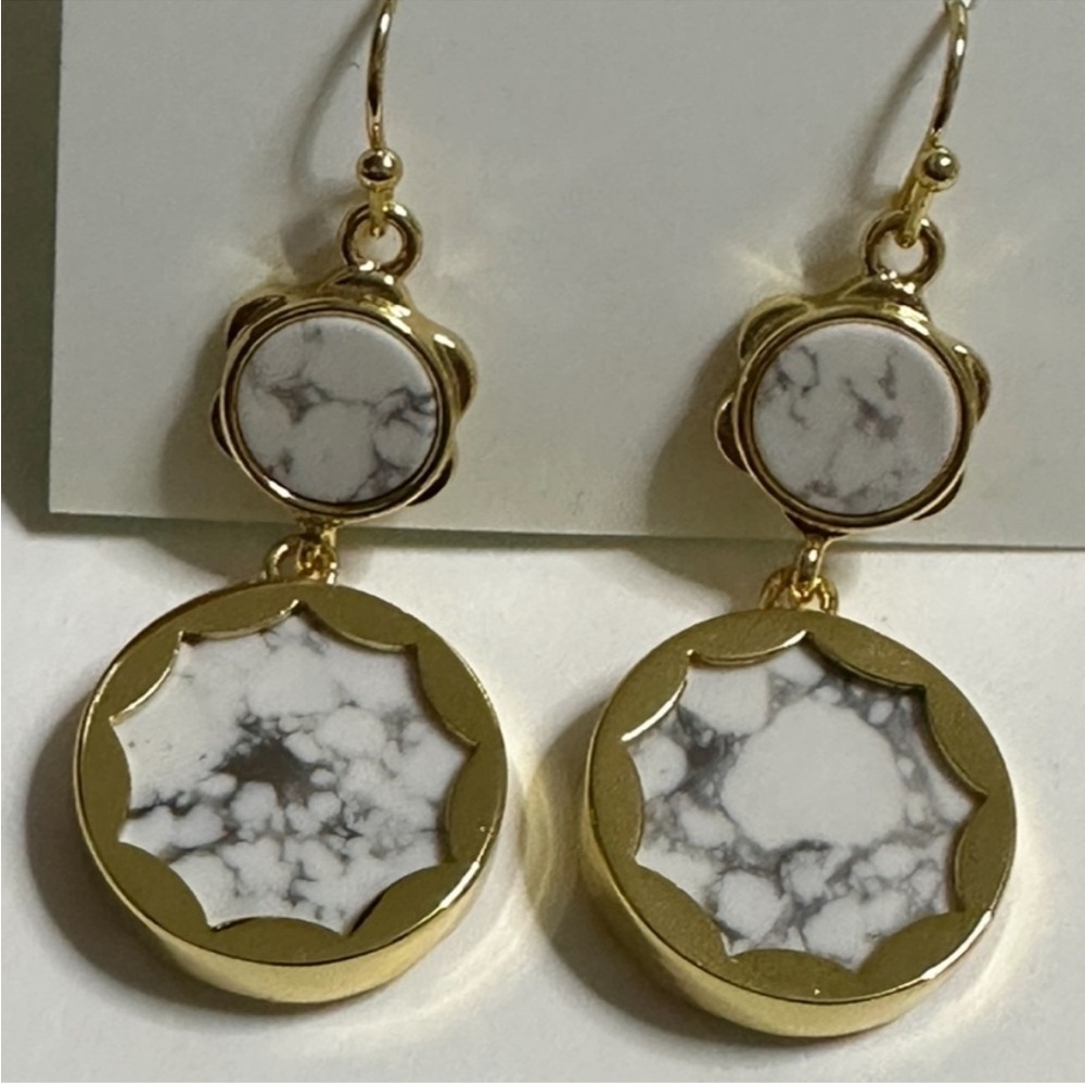 Kate Spade Gold and White Marble Earrings - Picture 3 of 5